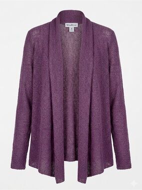 Windi River Purple Open‑Weave Draped Cardigan – Medium – Lightweight Knit